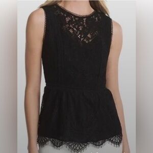 White House Black Market Black Sleeveless Lace Top